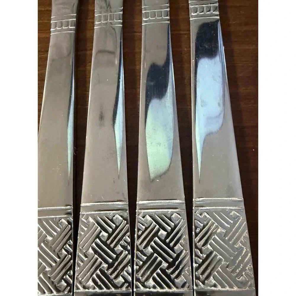 Mainstays Pierremont Stainless Steel Dinner Knives Set of 4 Basketweave